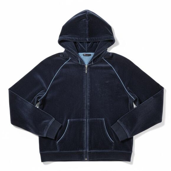 VINTAGE SJB St John's Bay Navy Blue Velour Jacket - Size XLP - Picture 1 of 4